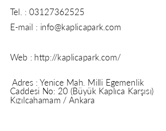 Kaplca Park Termal Otel iletiim bilgileri